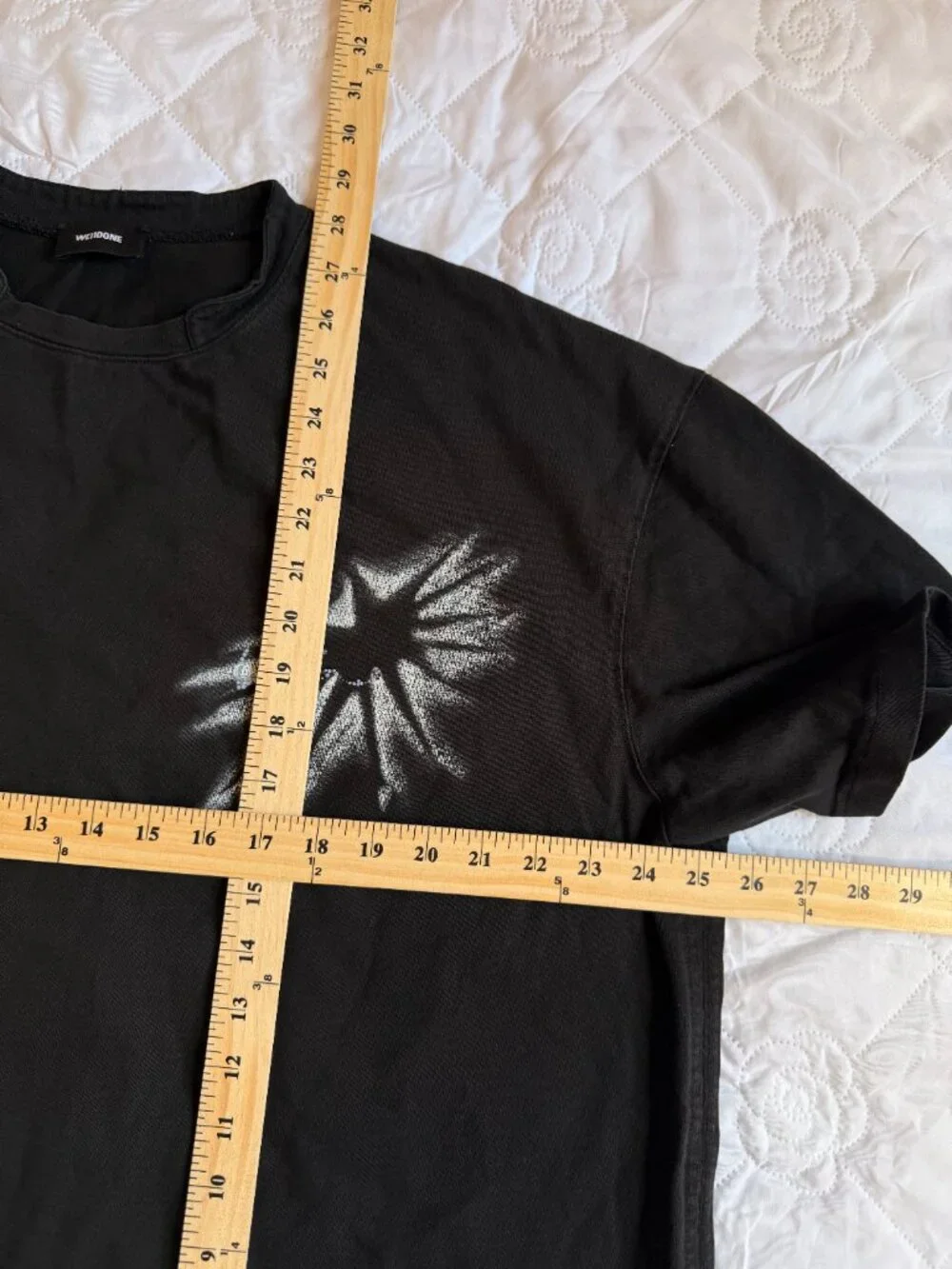 WE11DONE Black Star Rhinestone Graphic Oversized T-Shirt